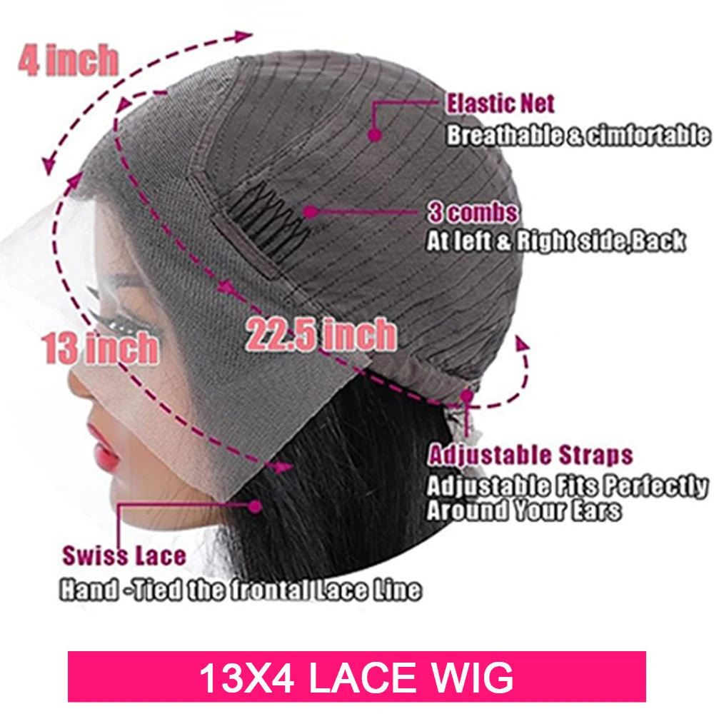 Brazilian Body Wave Wig 200% Density HD Transparent Lace Frontal Human Hair Wigs Remy Pre Plucked Bleached Knots Wigs For Women