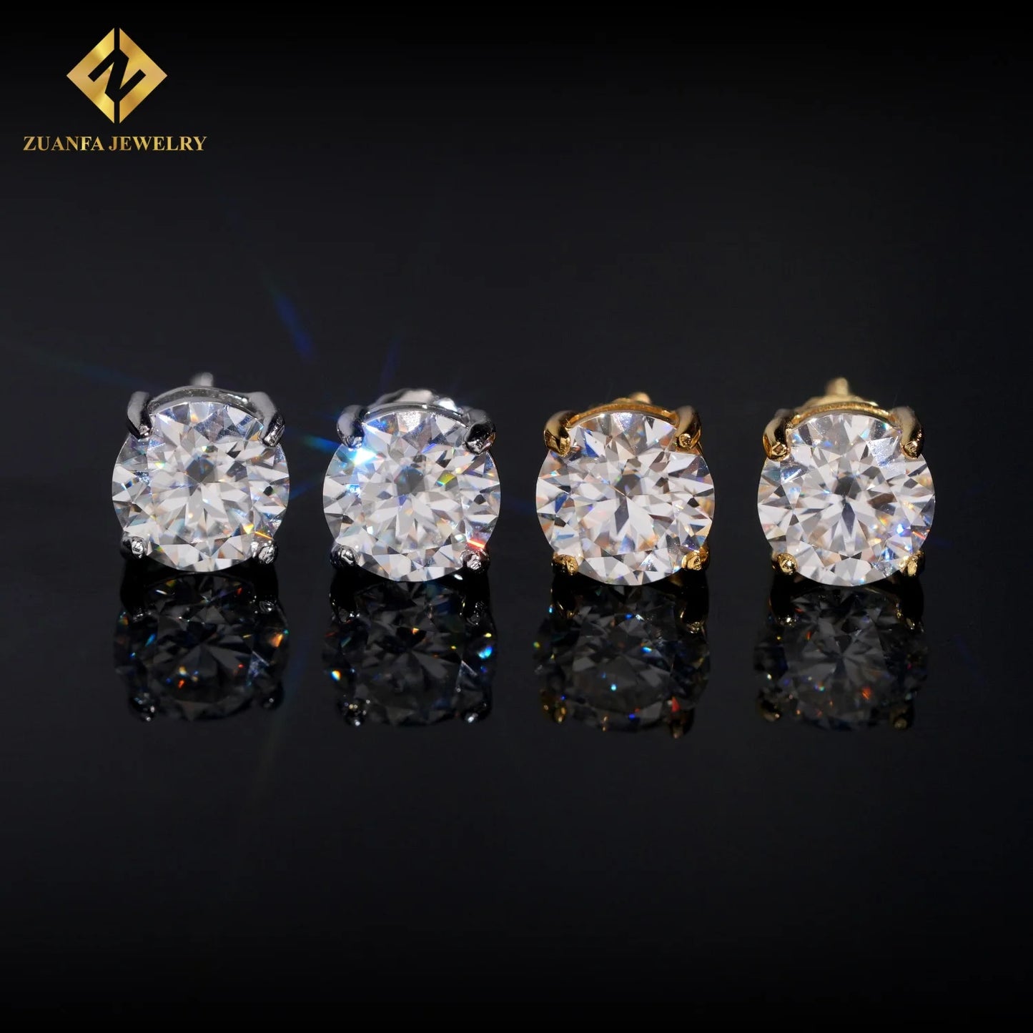 RTS Hip Hop Jewelry Iced Out 7.5mm Screw Back Round Ear Studs Vvs Moissanite Diamond 925 Sterling Silver Earrings