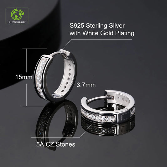 5A CZ Round Circle Earring Stud Diamond Jewelry 14K Gold Plated 925 Sterling Silver Iced Out Hoop Huggie Earrings for Men Women