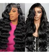 30 Inch Body Wave Lace Front Wigs Human Hair 200 Density 13x6 HD Lace Front Wigs Human Hair Pre Plucked Natural Black For Women