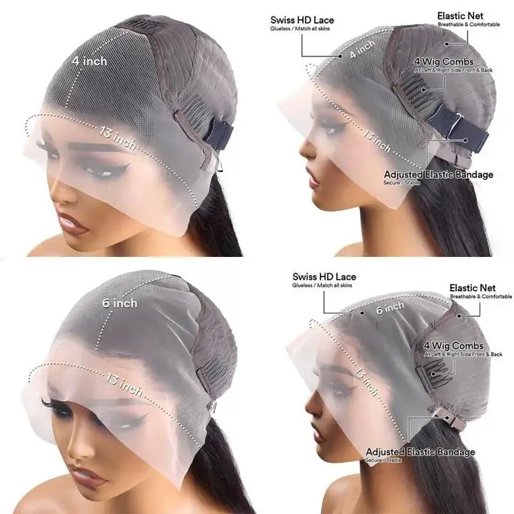 30 Inch Body Wave Lace Front Wigs Human Hair 200 Density 13x6 HD Lace Front Wigs Human Hair Pre Plucked Natural Black For Women