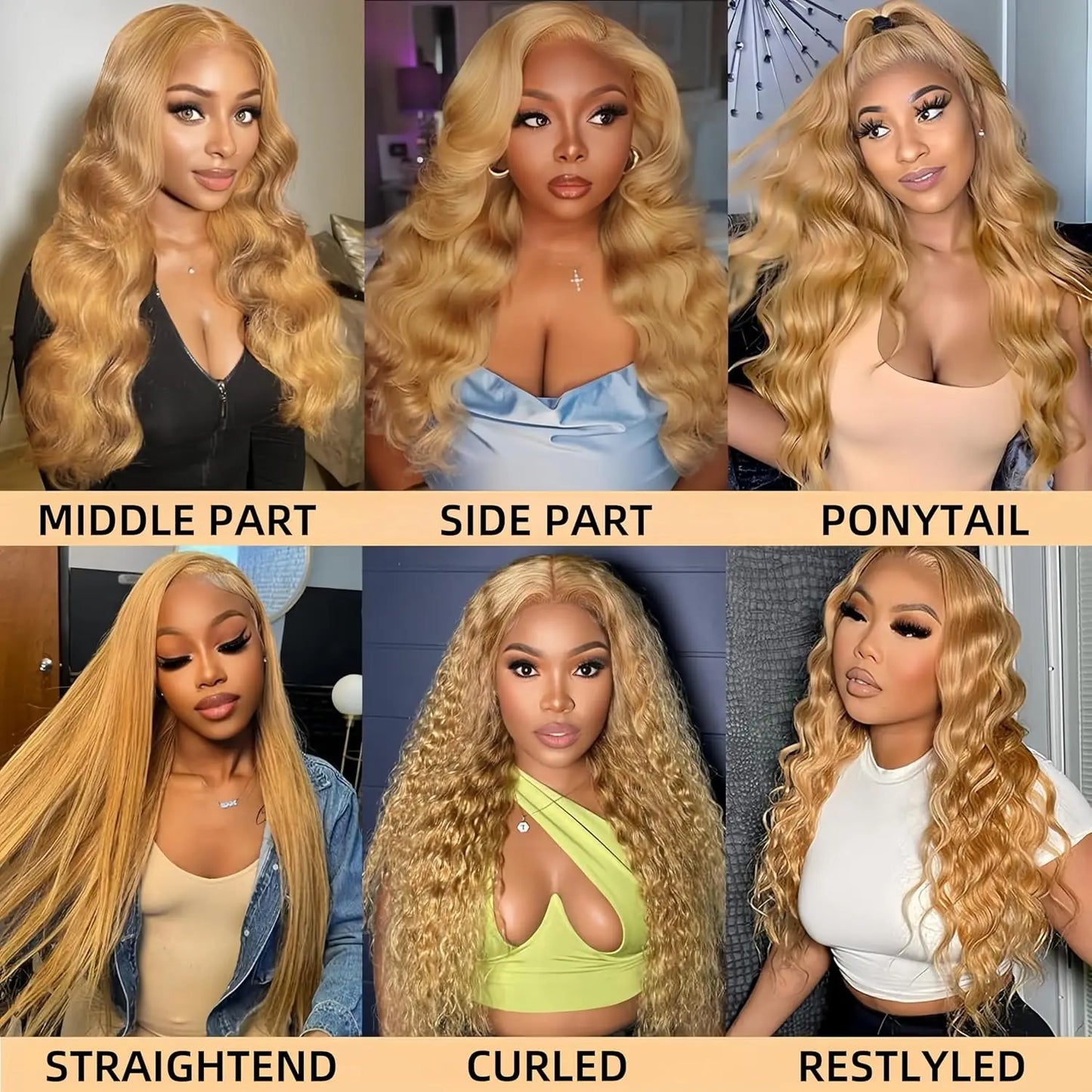 27# Honey Blonde Body Wave Wig Human Hair 13x6 HD Transparent Lace Frontal 200 Density Wig for Women Brazilian Colored Hair Wigs
