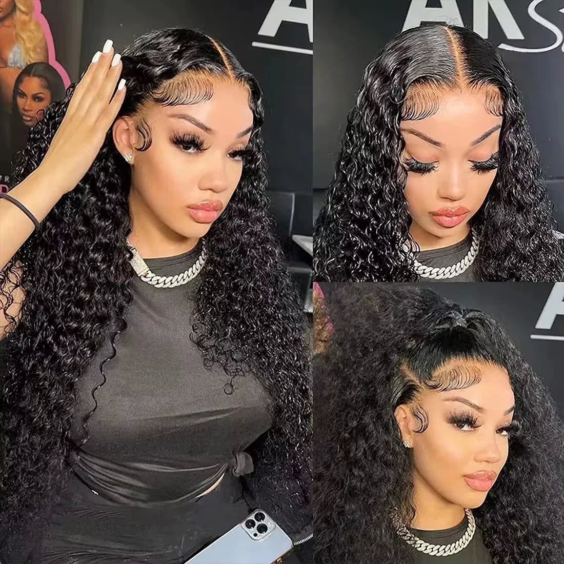 Transparent 200% Density Water Curly 13x4 Lace Frontal Wig Human Hair 30 36Inch Deep Wave 13x6 Hd Lace Front Wig For Black Women