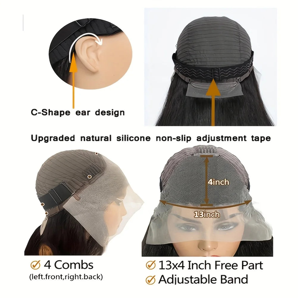 Transparent 13x4 Lace Frontal Body Wave Human Hair Wigs Brown Stripe Highlights Closure Lace Wig Pre Plucked for Women