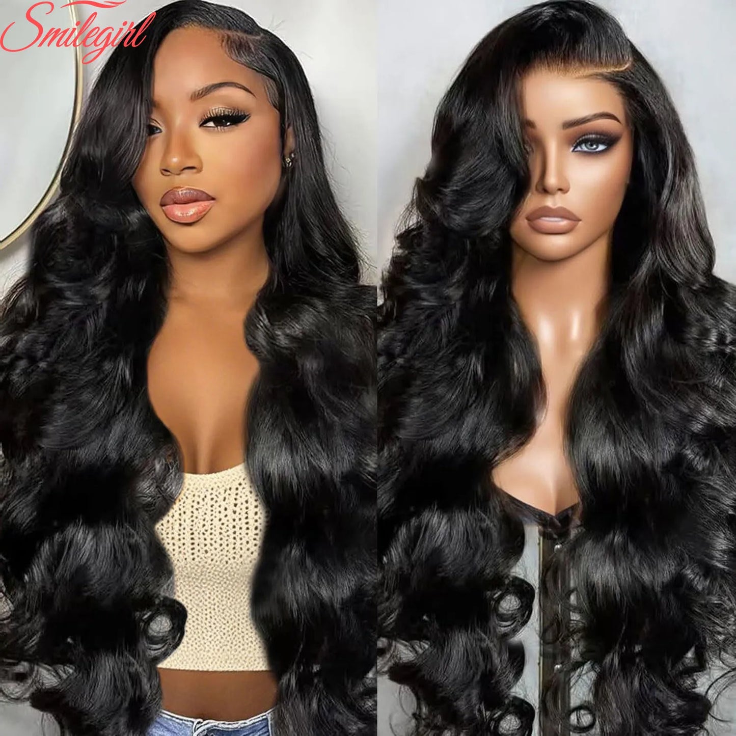 30 Inch Body Wave Lace Front Wigs Human Hair 200 Density 13x6 HD Lace Front Wigs Human Hair Pre Plucked Natural Black For Women