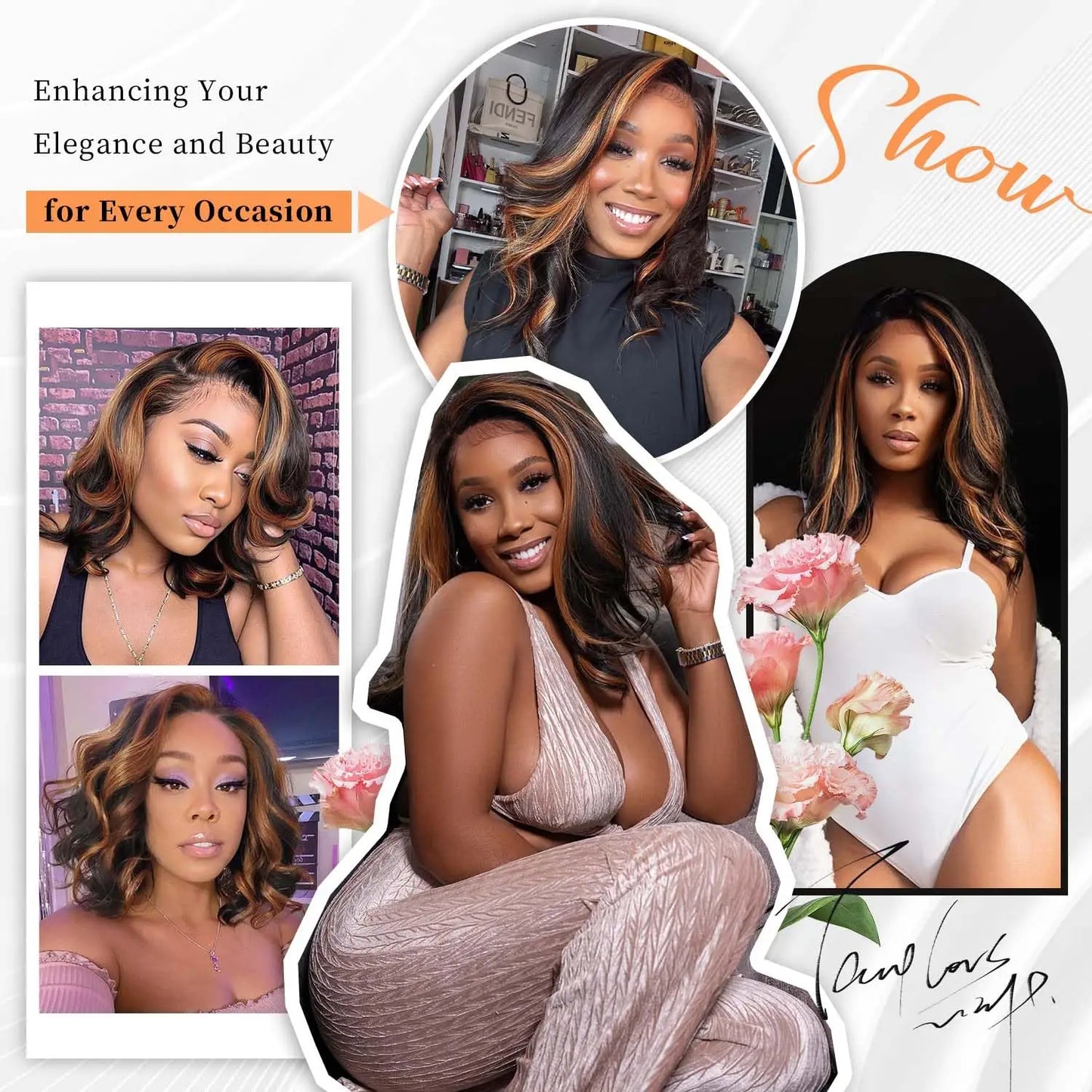 1B/30 Body Wave Short Bob Highlight Wig Short 13x4 Lace Frontal Human Hair Wig with Baby Hair Brazilian Virgin Hair Bob Wig