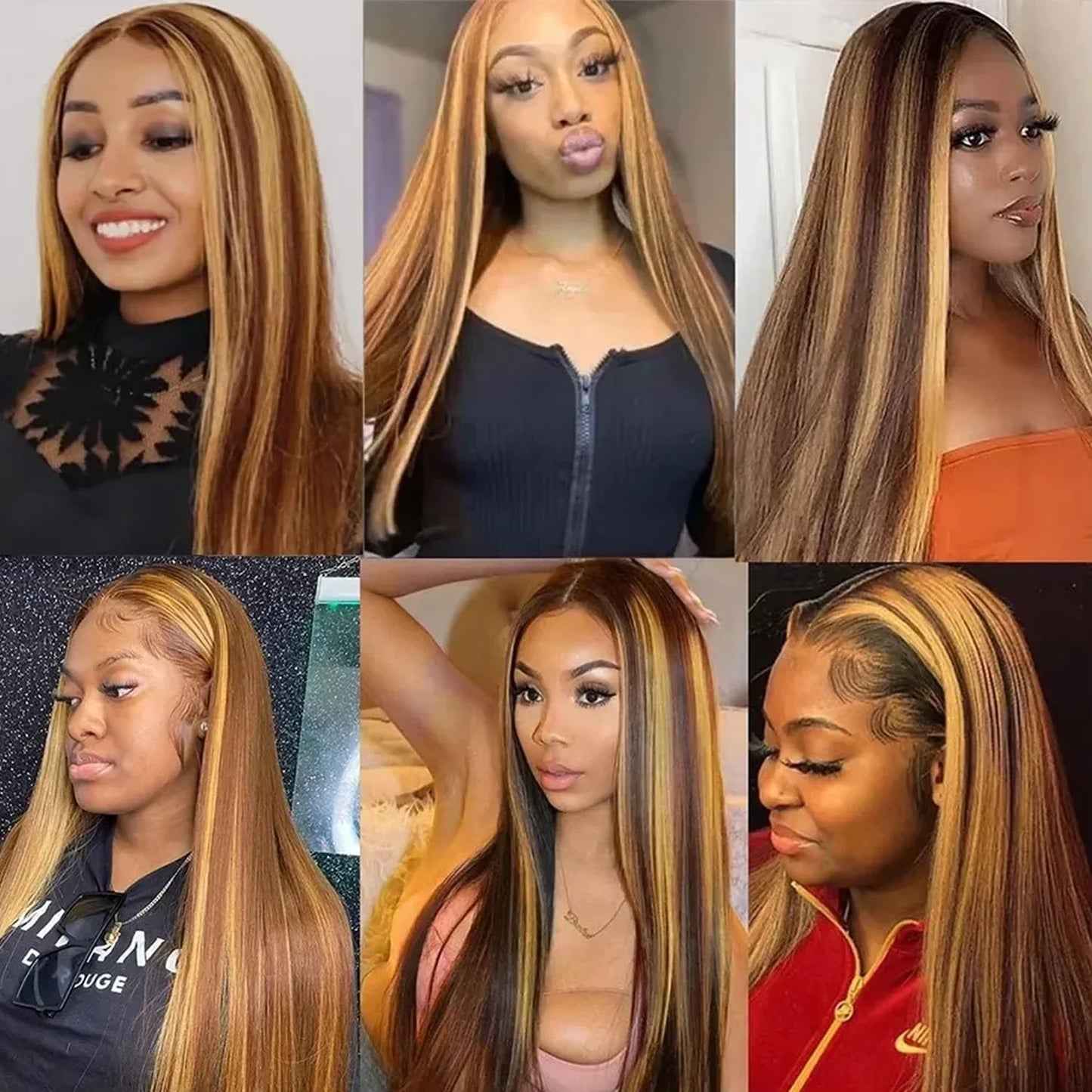 13x4 Lace Frontal Bone Straight Human Hair Wigs Highlighted Wig Human Hair 13x6 Straight Wig Pre-Plucked Brazilian Hair