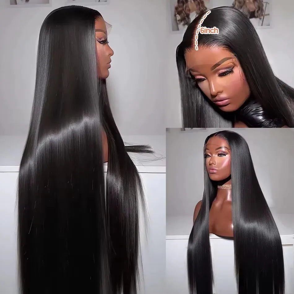 Straight 13x6 HD Lace Frontal Wigs 30 40 inch Human Hair Brazilian Bone Straight Lace Front Wig Human Hair Pre Plucked For Women