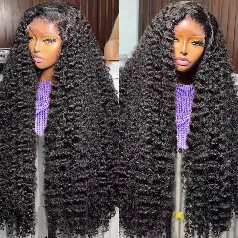 Transparent 200% Density Water Curly 13x4 Lace Frontal Wig Human Hair 30 36Inch Deep Wave 13x6 Hd Lace Front Wig For Black Women