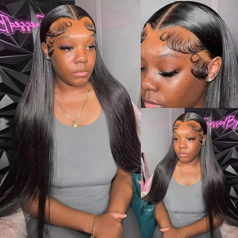 Straight 13x6 HD Lace Frontal Wigs 30 40 inch Human Hair Brazilian Bone Straight Lace Front Wig Human Hair Pre Plucked For Women