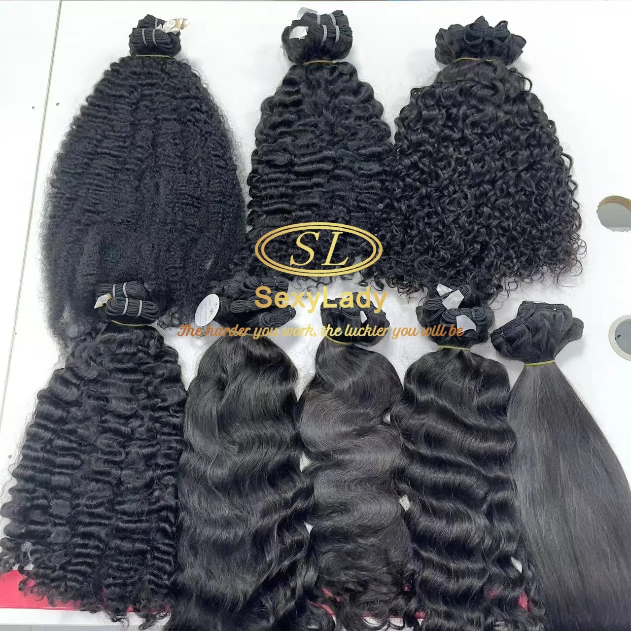 Natural Black 100% Unprocessed Raw Human Hair Cuticle Aligned Single Donor Double Weft Burmese Curly Bundles