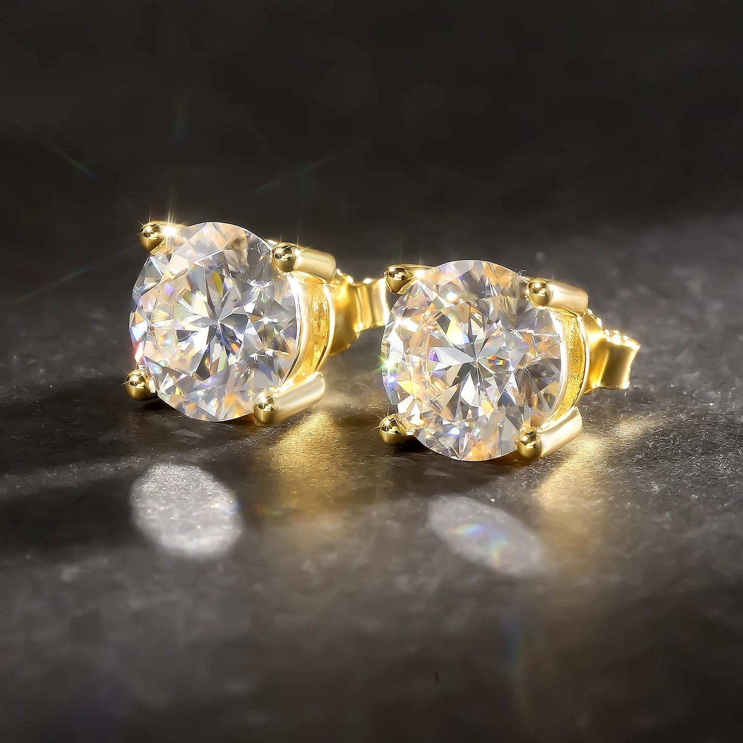 0.2-3ct Moissanite VVS Lab Created Diamond Stud Gifts 14K Gold Plated S925 Sterling Silver Hypoallergenic Earrings for Women Men