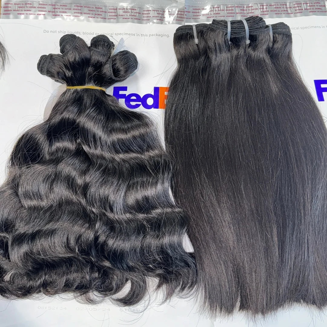 Natural Black 100% Unprocessed Raw Human Hair Cuticle Aligned Single Donor Double Weft Burmese Curly Bundles
