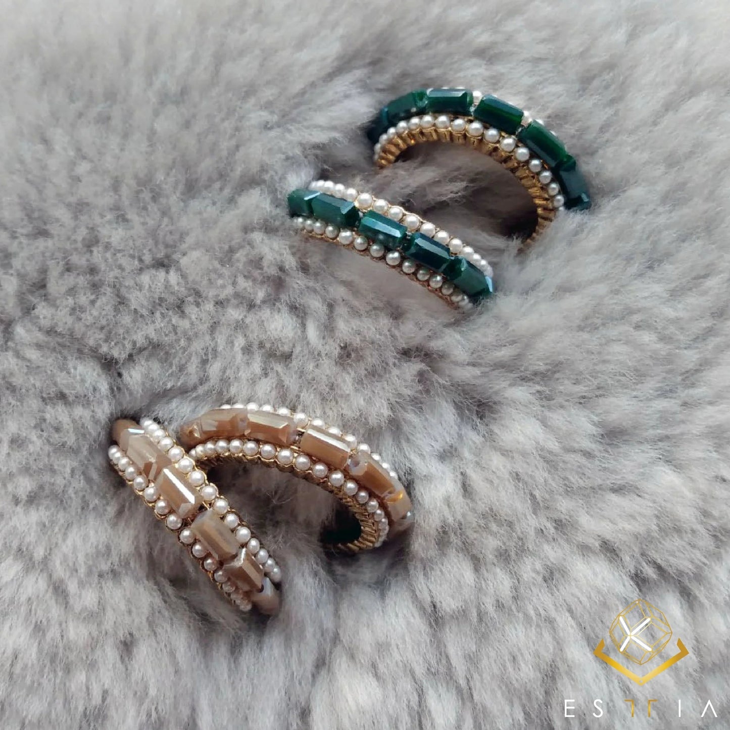 TD Cubic Pearl Stud/Cluster Hoop Earrings Elegant Pearl Cluster Design for Women