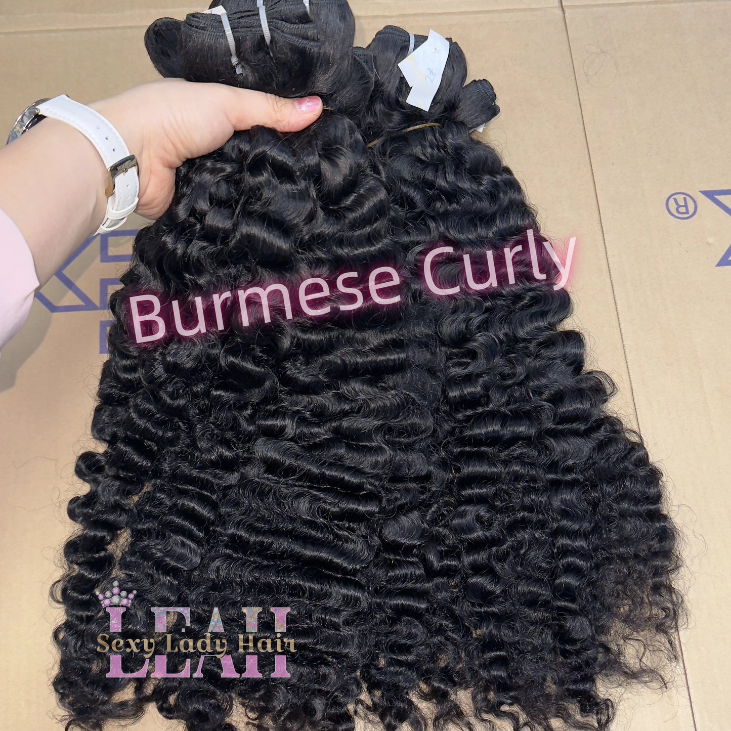 Natural Black 100% Unprocessed Raw Human Hair Cuticle Aligned Single Donor Double Weft Burmese Curly Bundles
