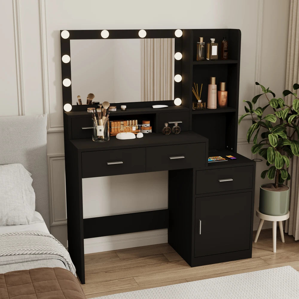 Newly Designed Smart Mirror Dressing Table with Drawers and Storage Cabinet, Dressing Table with Dressing Pad