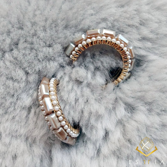 TD Cubic Pearl Stud/Cluster Hoop Earrings Elegant Pearl Cluster Design for Women