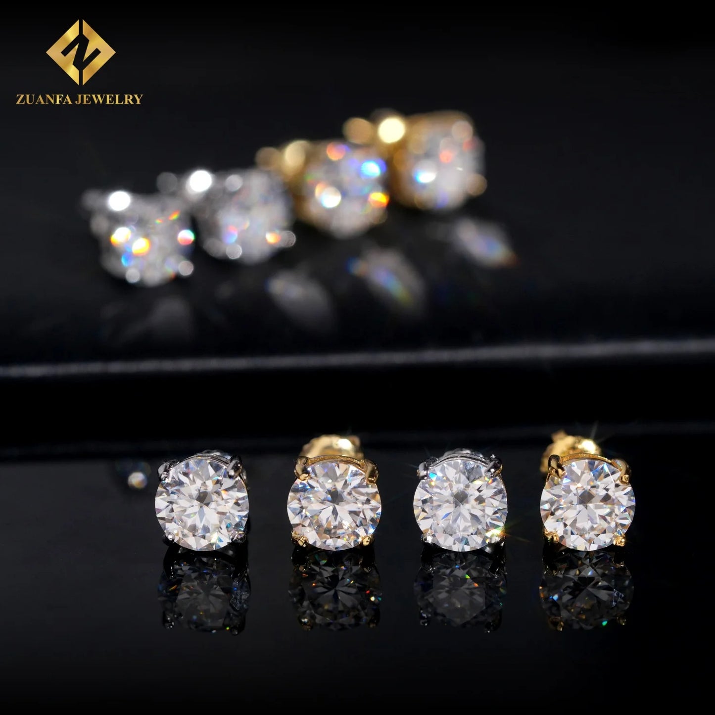 RTS Hip Hop Jewelry Iced Out 7.5mm Screw Back Round Ear Studs Vvs Moissanite Diamond 925 Sterling Silver Earrings