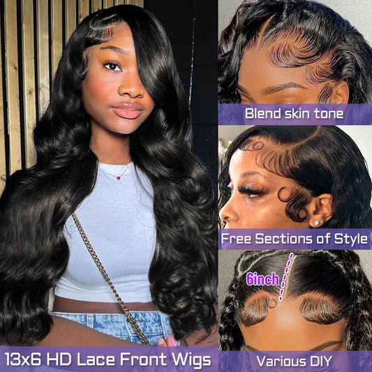 Raw Brazilian Human Hair Wigs B2B Factory Wholesale 13*6 HD Lace Body Wave Front Wig Natural Black Hair for Black Women Direct