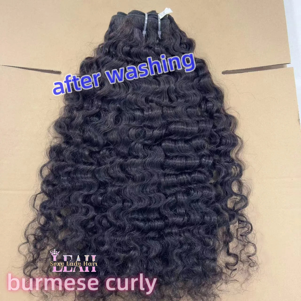 Natural Black 100% Unprocessed Raw Human Hair Cuticle Aligned Single Donor Double Weft Burmese Curly Bundles