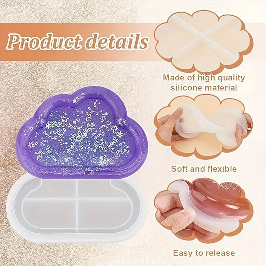 Cloud Tray Silicone Mold Is Suitable for Resin Casting, Earring Trays, Coasters, Multi-functional Storage, and Home Decoration