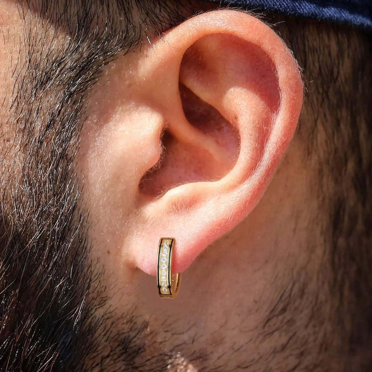 5A CZ Round Circle Earring Stud Diamond Jewelry 14K Gold Plated 925 Sterling Silver Iced Out Hoop Huggie Earrings for Men Women