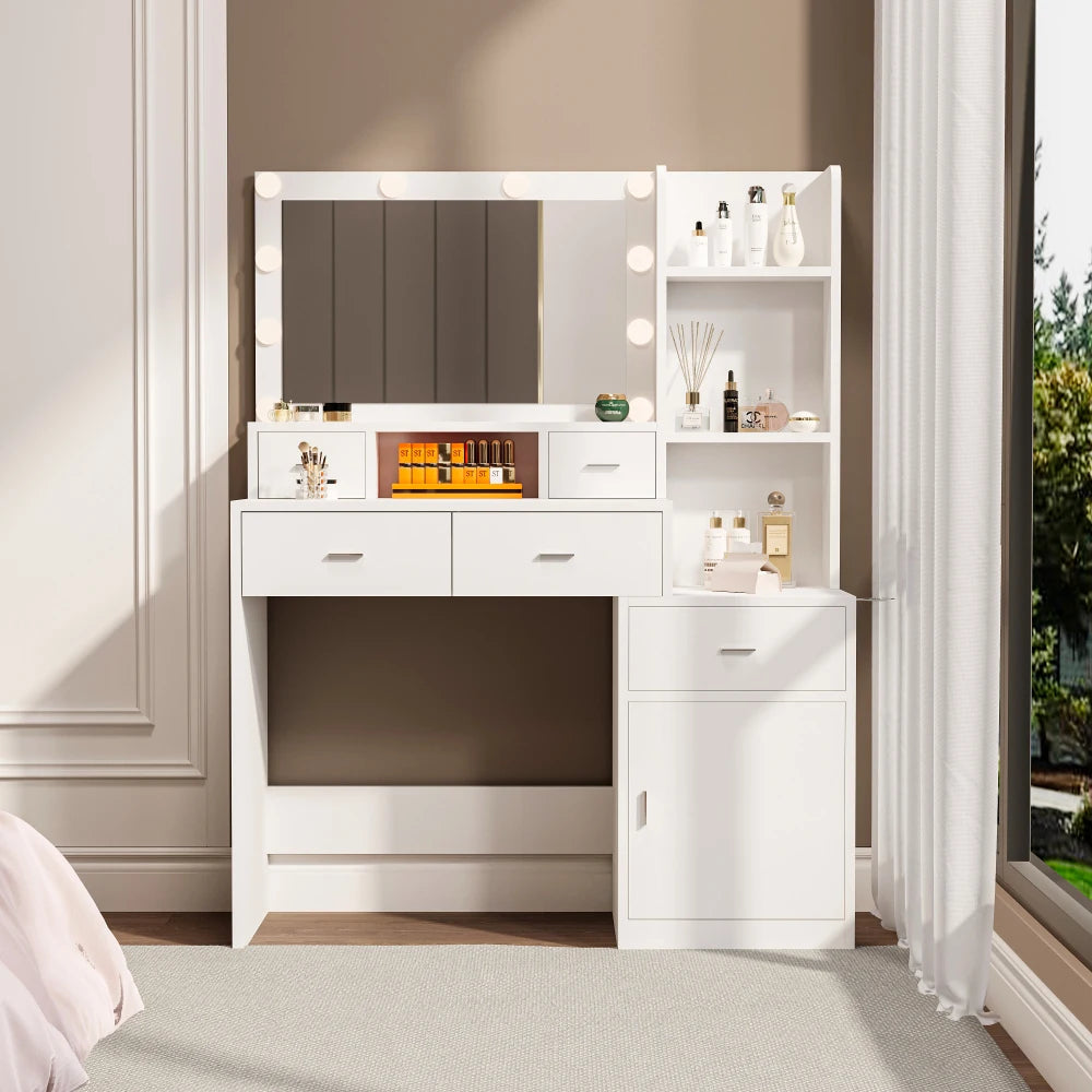 Newly Designed Smart Mirror Dressing Table with Drawers and Storage Cabinet, Dressing Table with Dressing Pad
