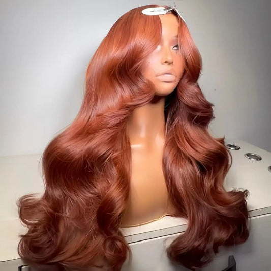 Pre Plucked Raw Brazilian ReddishBrown Body Wave 13x4 HD Glueless Lace Front Wig Human Hair Lace Frontal Wigs for Black Women