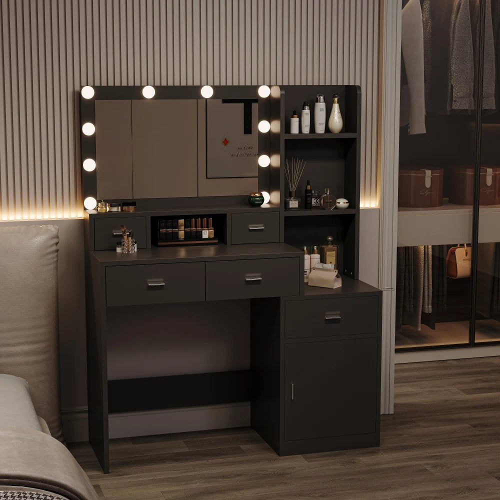 Newly Designed Smart Mirror Dressing Table with Drawers and Storage Cabinet, Dressing Table with Dressing Pad