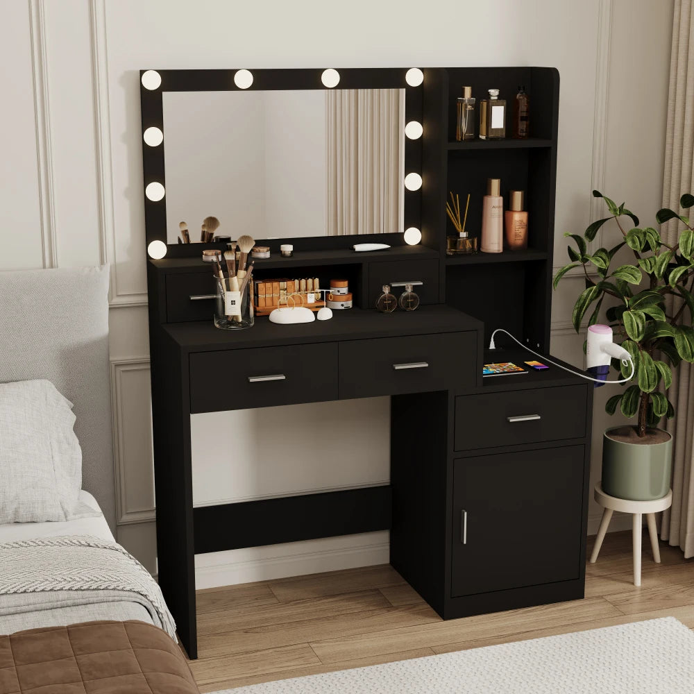 Newly Designed Smart Mirror Dressing Table with Drawers and Storage Cabinet, Dressing Table with Dressing Pad