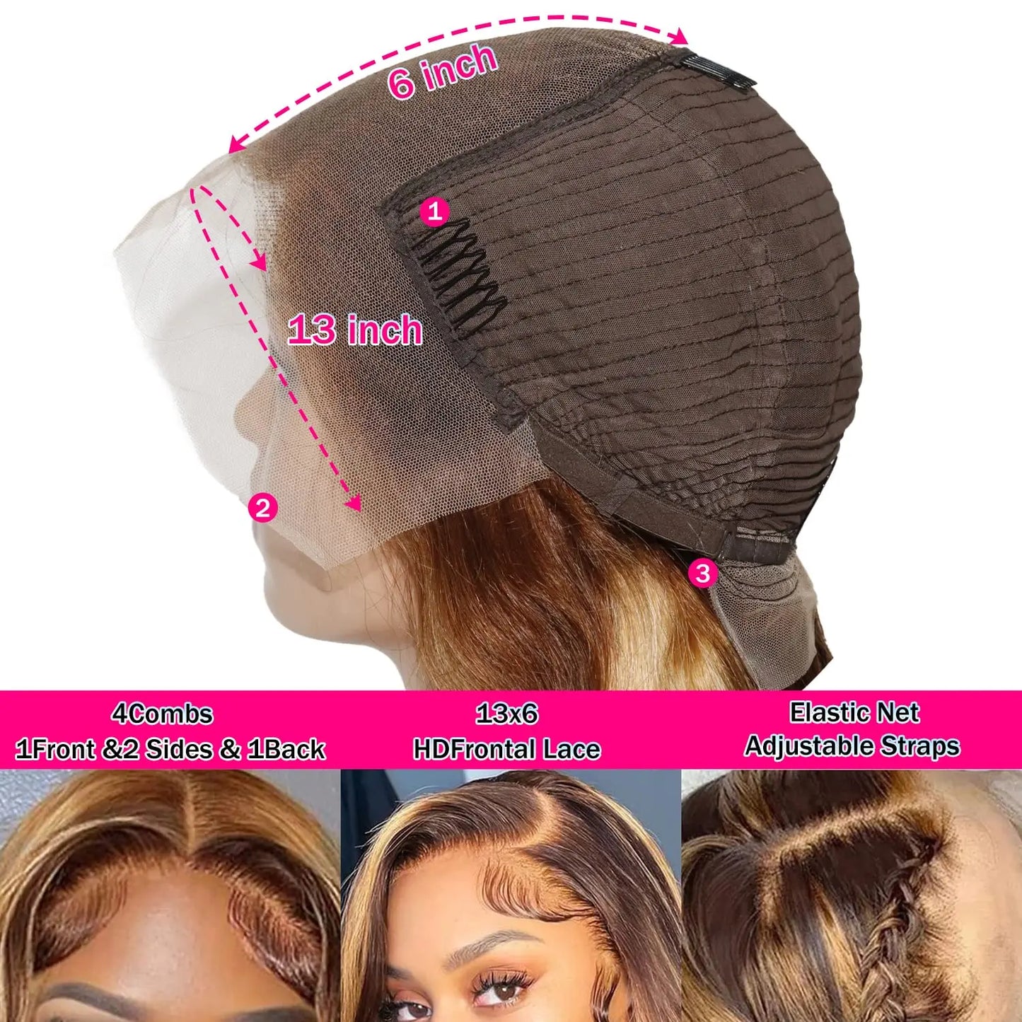 Pre Plucked P4/27 Highlight Ombre Body Wave 13x6 Human Hair Wig Honey Blonde Colored HD Lace Frontal Wigs