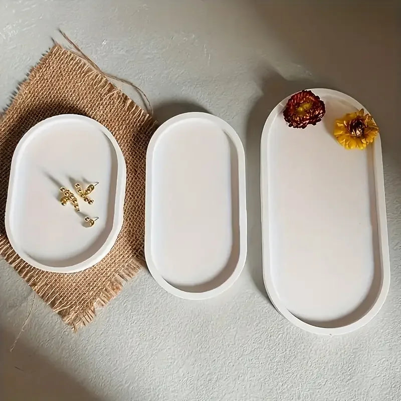 3-piece Set of Large, Medium and Small Oval and square Silicone Mold Storage Trays, for Jewelry, Handicrafts and Home Decoration