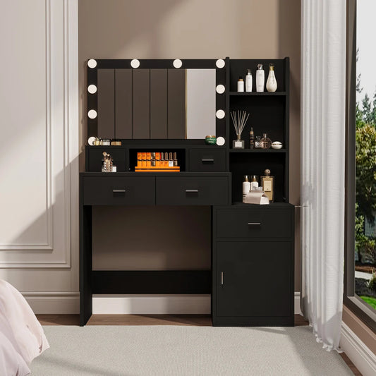 Newly Designed Smart Mirror Dressing Table with Drawers and Storage Cabinet, Dressing Table with Dressing Pad