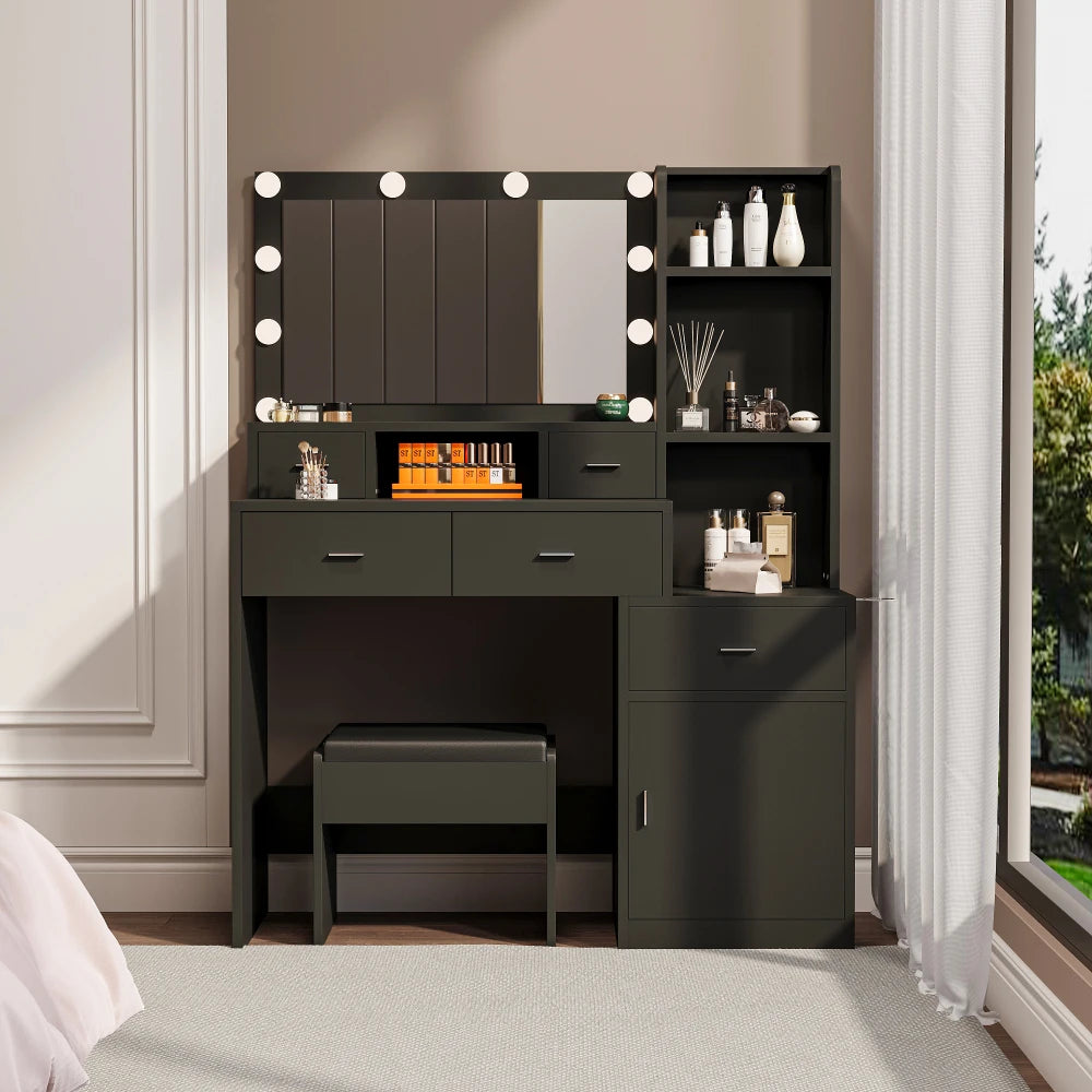 Newly Designed Smart Mirror Dressing Table with Drawers and Storage Cabinet, Dressing Table with Dressing Pad