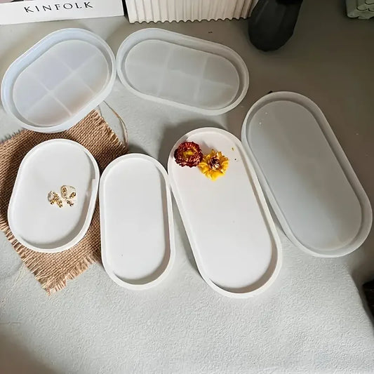 3-piece Set of Large, Medium and Small Oval and square Silicone Mold Storage Trays, for Jewelry, Handicrafts and Home Decoration