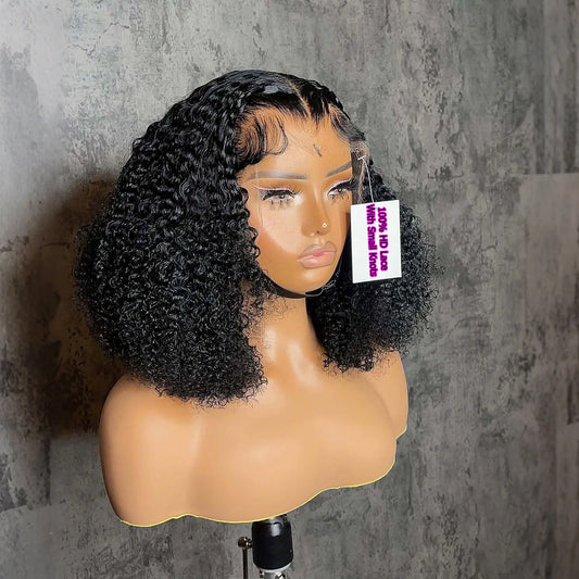 Invisiable 9x6 HD Lace Bob Wig Curly Deep Wave 13x6 Lace Frontal Short Human Hair Wig Melt Skins PrePlucked For Black Women