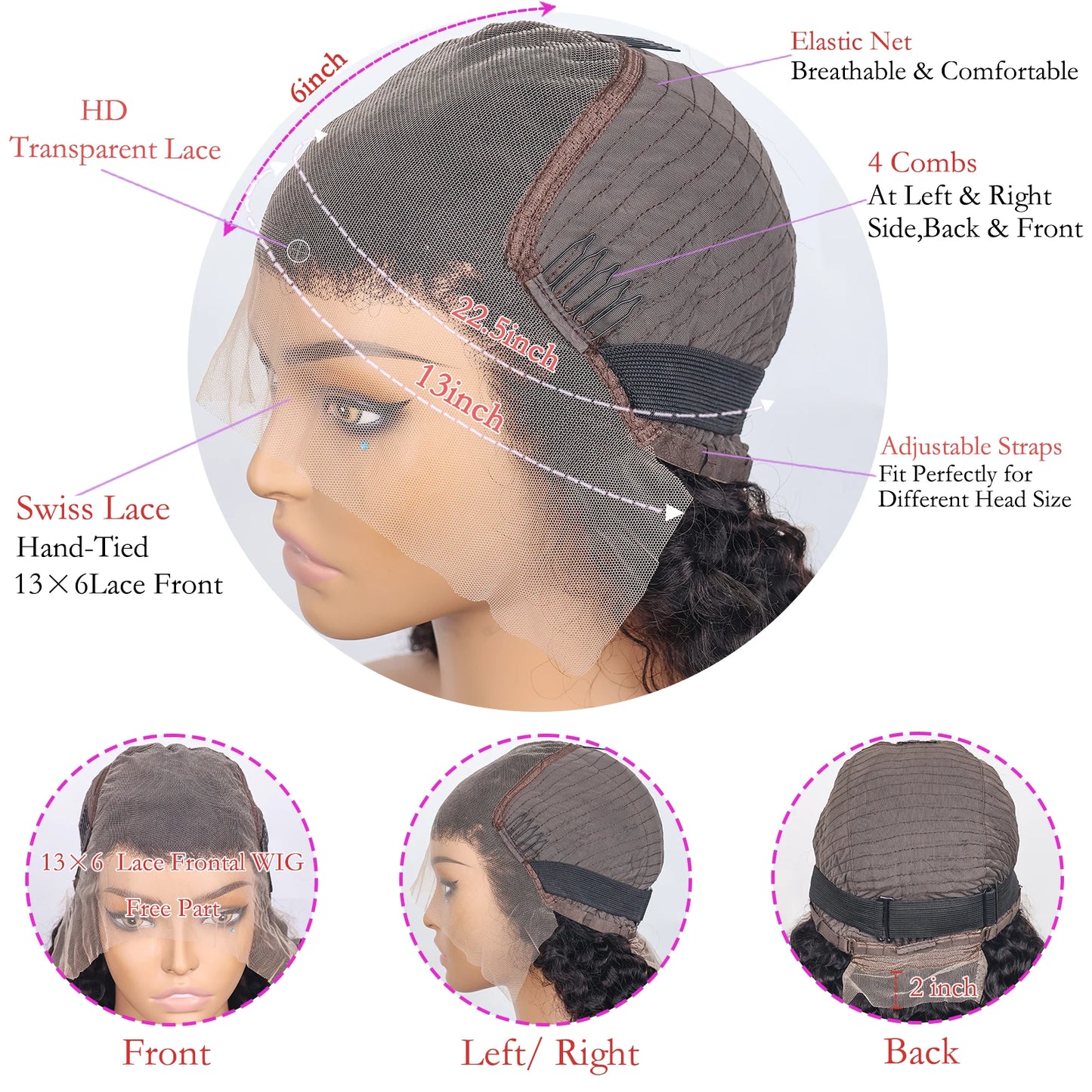 Transparent 200% Density Water Curly 13x4 Lace Frontal Wig Human Hair 30 36Inch Deep Wave 13x6 Hd Lace Front Wig For Black Women