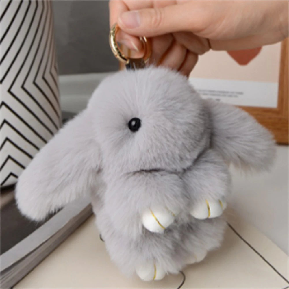1PCS 15cm Rabbit Fur chain Women Bag Car chain Pendant Decoration Jewelry Bags Hangings Accessories Gifts