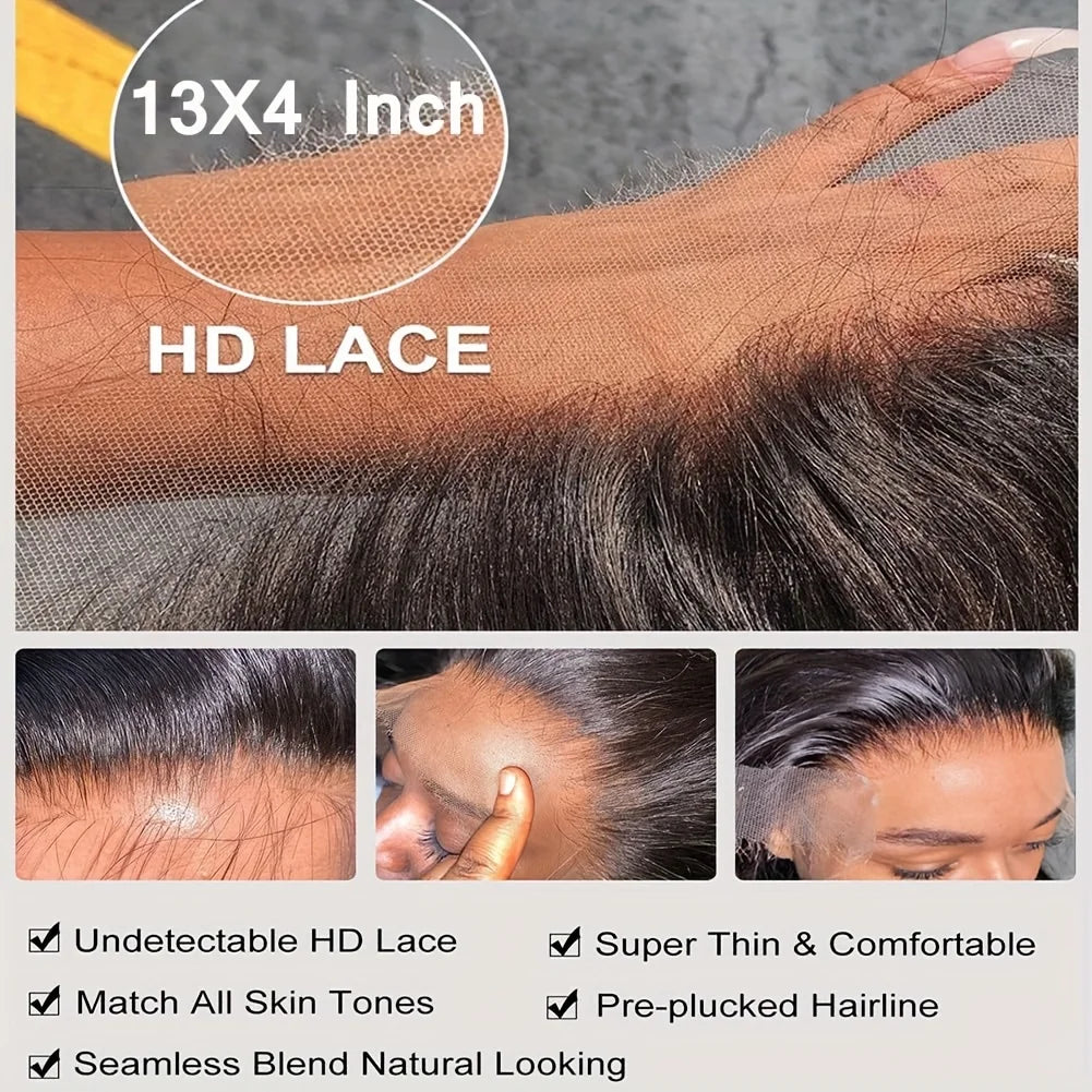 Transparent 13x4 Lace Frontal Body Wave Human Hair Wigs Brown Stripe Highlights Closure Lace Wig Pre Plucked for Women