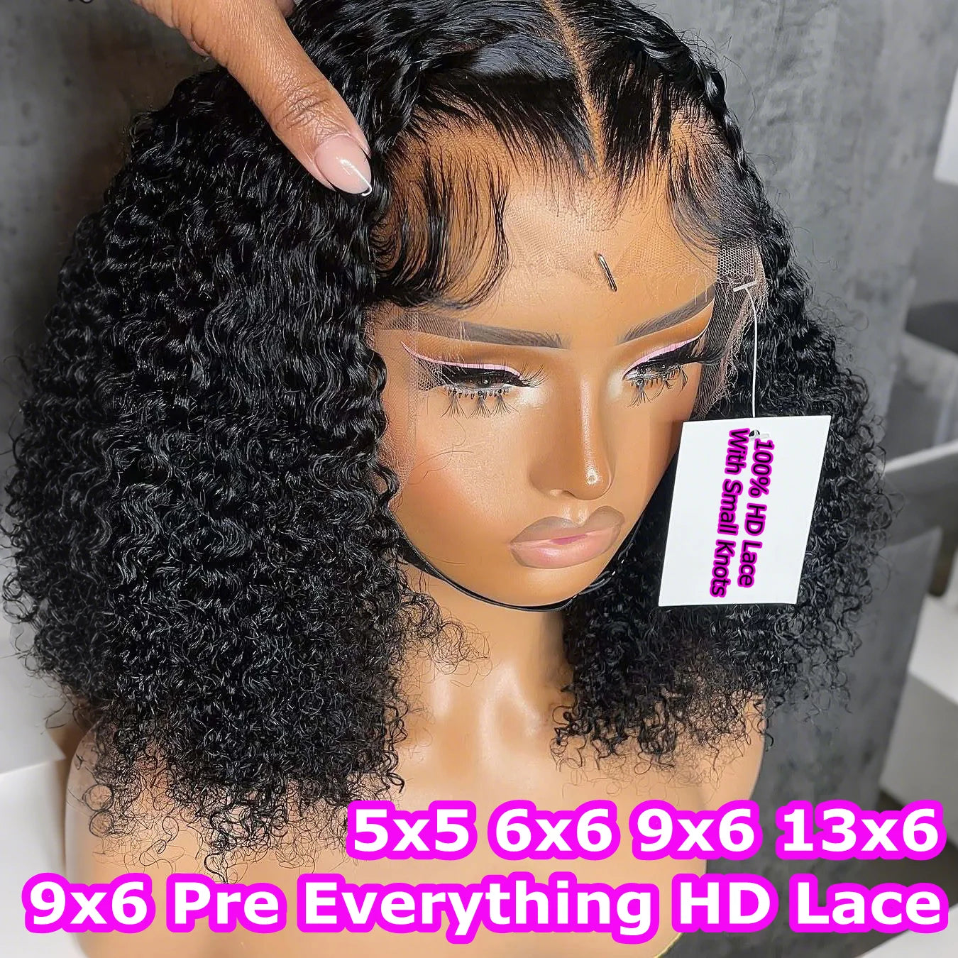Invisiable 9x6 HD Lace Bob Wig Curly Deep Wave 13x6 Lace Frontal Short Human Hair Wig Melt Skins PrePlucked For Black Women