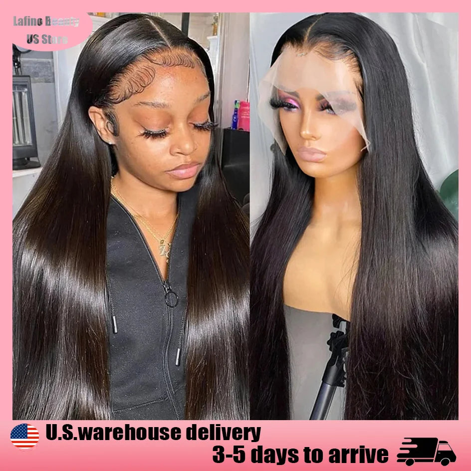 40 Inch 13x4 Lace Frontal Bone Straight Human Hair Wigs Straight Hd Lace Frontal Wig 13x6 Pre-Plucked Natural Black Wig
